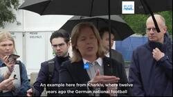 Remains of Ukrainian stadium damaged by Russia find home in Berlin News Clip