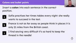 Colons, semi-colons, hyphens and bullet points revision Instructional Video