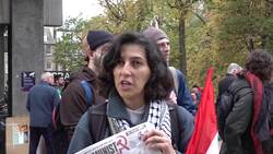 An Edinburgh University staff member explains why she is taking part in a pro-Palestine demonstration. News Clip