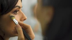 Beautiful young girl in a beauty salon Stock Footage