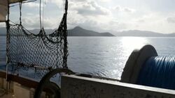 Longline fishing winch wheel on boat News Clip