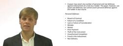 Personal Defenses to Negotiable Instrument Instructional Video