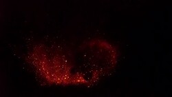 Glowing Lava Explodes From Crater Of Volcano At Night Stock Footage