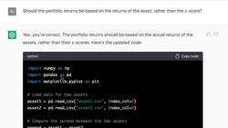 Financial Analysis - Build a ChatGPT Pairs Trading Bot - Correcting the Return Computation Instructional Video