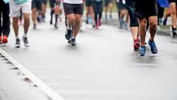 Running in the rain Stock Footage