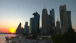 The Doha skyline at sunset News Clip