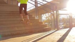 Jogging on a big bridge. Stock Footage