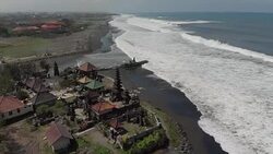 Aerial view of Hindu temple in Sanur, Bali Stock Footage