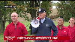 Biden Walks Picket Line With Striking Auto Workers News Clip