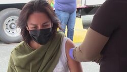 CLEAN : Californians get vaccinated in a Los Angeles Hispanic neighborhood News Clip