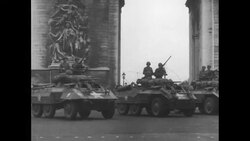 Gen. Eisenhower, Omar Bradley, Arthur Tedder, and Joseph Koenig at the Paris celebration of its liberation from Nazis News Clip