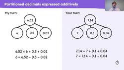Explain that decimal numbers with hundredths can be partitioned in different ways Instructional Video