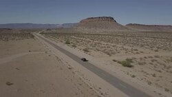 Aerial Drone Shot of Vehicle Travelling on Route 66 Stock Footage