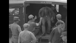 POWs arrive in ambulances at Freedom Village in Munsan, South Korea; US Army Secretary Robert Stevens present News Clip