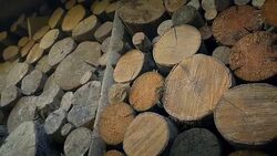 Moving Down Big Stack Of Fire Wood Stock Footage