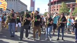 CLEAN : Catalan separatists rally in Barcelona to celebrate national day News Clip
