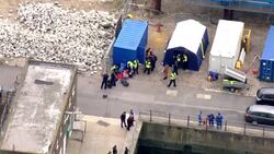 Aerial views of Border Force processing migrants in Dover News Clip