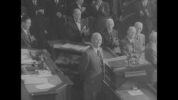 Pres. Dwight Eisenhower arrives for 1953 State of the Union speech before a joint session of the US Congress News Clip
