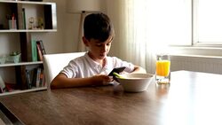 She loves cereal for breakfast, lunch and dinner Stock Footage
