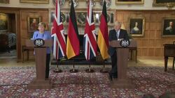 Boris Johnson speaking in joint press conference with Angela Merkel News Clip