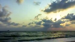 morning sunrise over the sea on rainy season Stock Footage