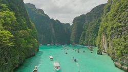 Krabi's Majesty: Drone Views of Thailand's Coastal Paradise Stock Footage