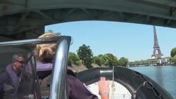 CLEAN : Paris river brigade patrols The Seine amid summer heatwave News Clip