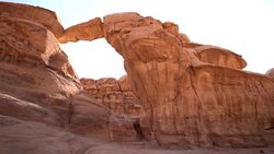 Wadi Rum - sandstone desert landscape, beautiful sandstone forms Stock Footage