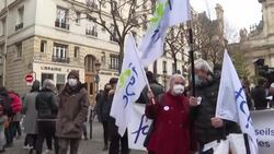 CLEAN : French teachers rally in Paris against Covid school rules News Clip