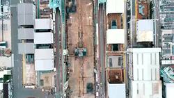 Aerial view of shipyard Stock Footage