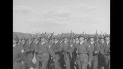 Post Korean War: color guards on parade News Clip