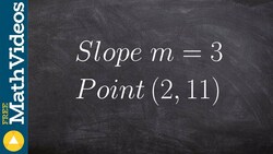 Find the equation for the line given the slope and point using point slope form Instructional Video
