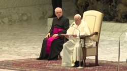 VOICED : El papa sufre una inflamación en la rodilla que le impide pasear entre los fieles News Clip