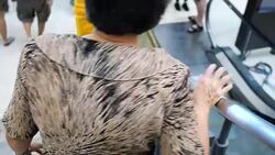 Exercising at Supermarket Stock Footage