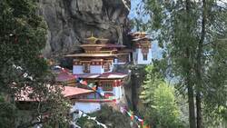 Himalayan Tranquility: Bhutan's Landscape Captured by Drone Stock Footage