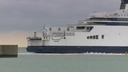 Stock shots P and O ferry preparing to dock at the Port of Dover News Clip