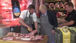 Boris Johnson prepares a turkey and eats curry during farm shop visit News Clip