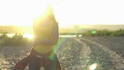 girl with Hoop in nature Stock Footage