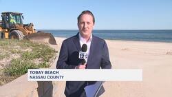 Sand delivered to Tobay Beach as crews work on opening access to the beach News Clip