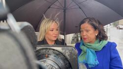 Sinn Fein president Mary Lou McDonald and vice president Michelle O’Neill speak to the media before meeting with Taoiseach Leo Varadkar News Clip