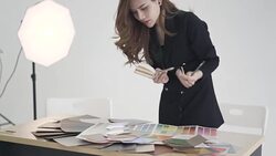 designer woman working on creative office Stock Footage