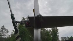 The back propeller of the small helicopter Stock Footage