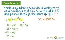 Writing Quadratic Equations Using Points on the Parabola Instructional Video