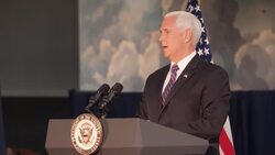 Mike Pence cutaway views of speech at NASA Museum News Clip