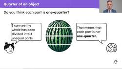 Recognise and name the fraction 'one quarter' Instructional Video