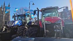 Tractors and people in Selby taking part in the National Farmers' Day of Unity News Clip