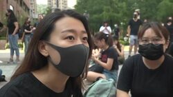 Interview with protester outside Shu Tin Court buildings News Clip