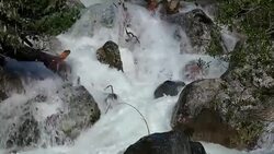 View waterfall scenes in mountains, national park Dombai, Caucasus, Russia Stock Footage