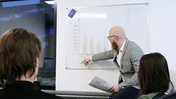 Man presenting data in chart Stock Footage