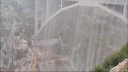 Watch: Heavy rainfall turns bridge into spectacular waterfall in Southern Italy News Clip